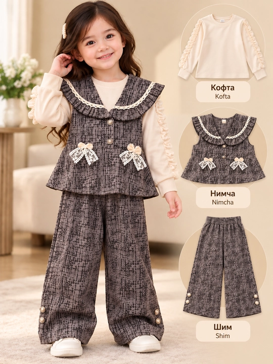 Комплект для девочек 3-4-5 лет, сезонная детская одежда для девочек