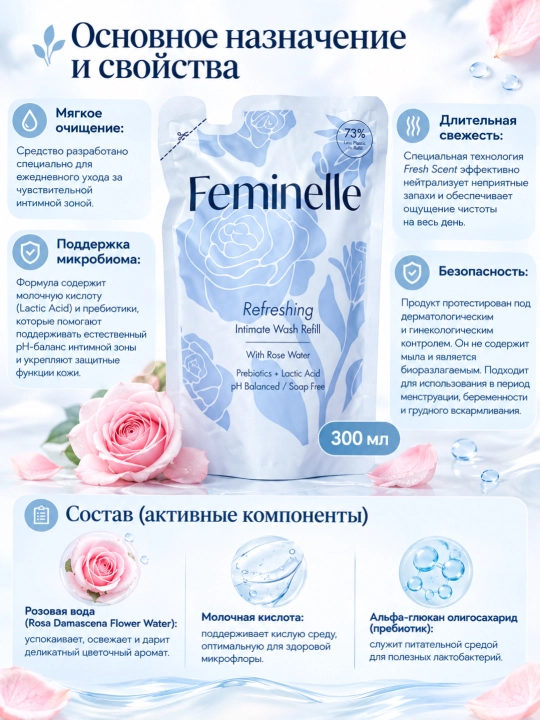 Intim gel ayollar gigienasi uchun Feminelle (300 ml)