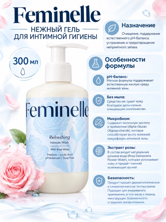 Intim gel ayollar gigienasi uchun Feminelle (300 ml)