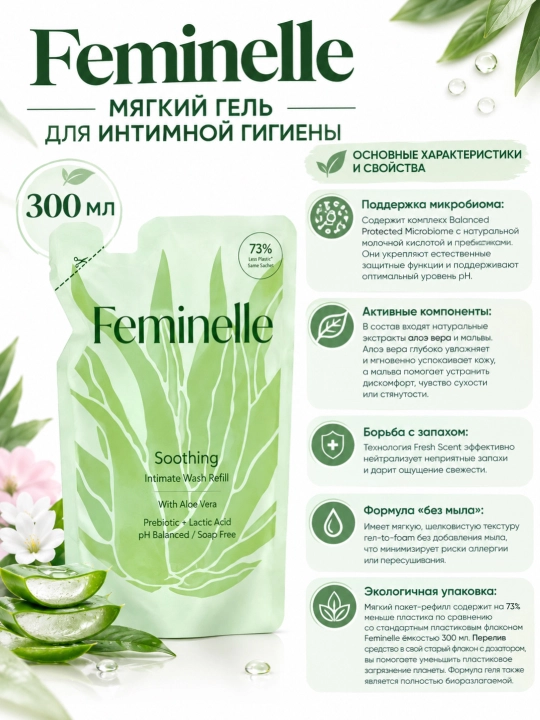 Intim gel ayollar gigienasi uchun Feminelle (300 ml)