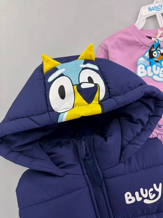 Детский комплект Bluey — жилет с капюшоном, кофта с длинным рукавом и брюки,2–4 года