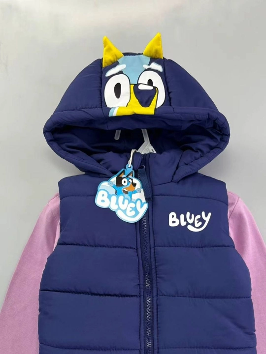 Детский комплект Bluey — жилет с капюшоном, кофта с длинным рукавом и брюки,2–4 года