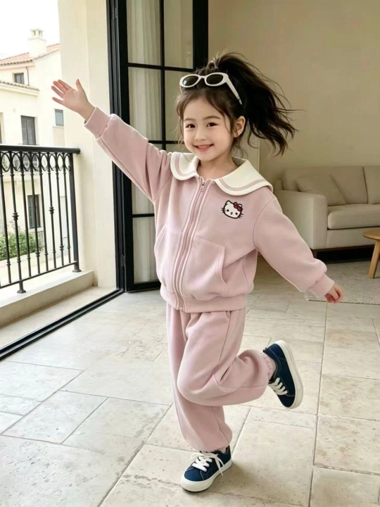 Спортивный костюм Hello Kitty для девочек — кофта на молнии и брюки, 2–6 лет