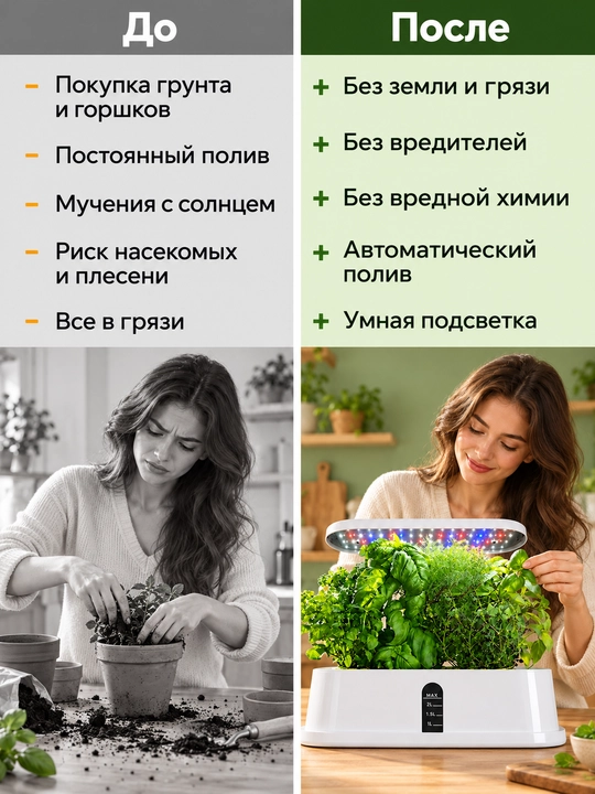 Домашняя ферма для зелени, гидропонная установка с подсветкой