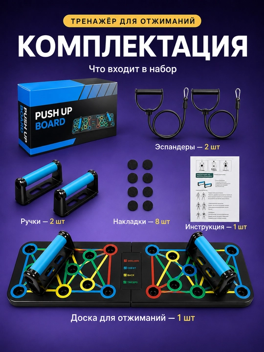 Платформа для отжиманий складная, с цветовой разметкой, фитнес-доска для дома
