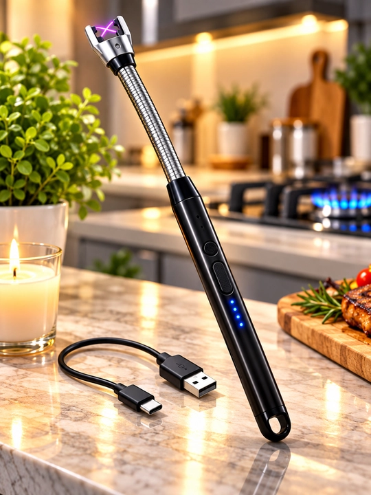 Электрическая плазменная зажигалка USB-C с гибкой шейкой, аккумуляторная - 