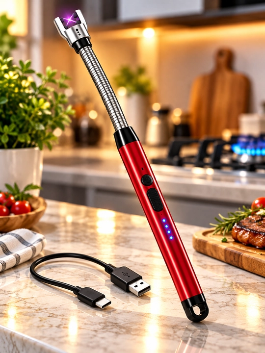 Электрическая плазменная зажигалка USB-C с гибкой шейкой, аккумуляторная - 