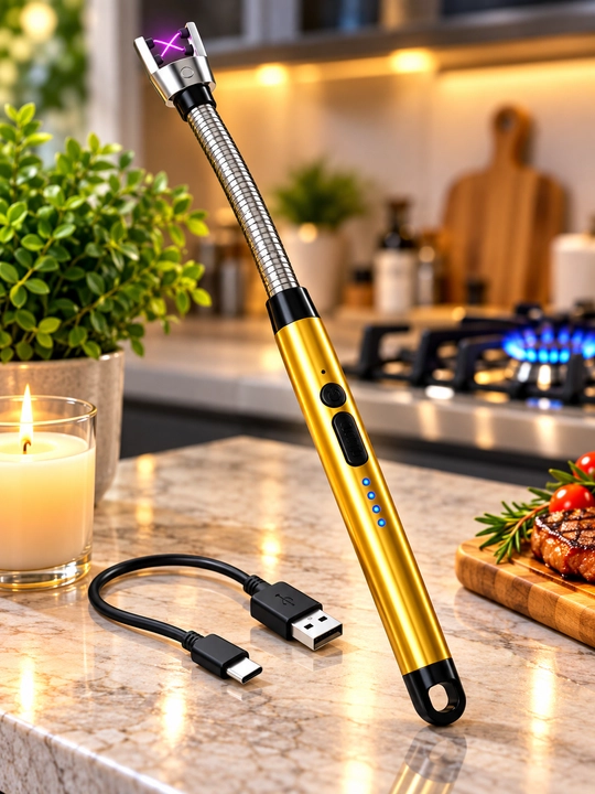Электрическая плазменная зажигалка USB-C с гибкой шейкой, аккумуляторная - 