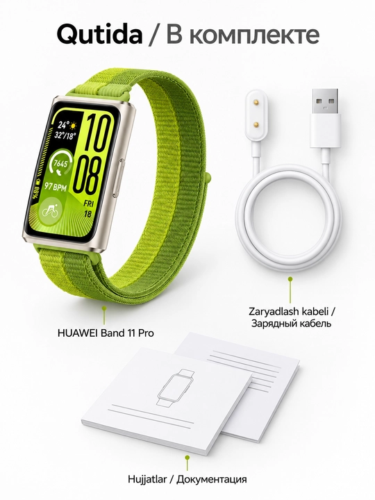HUAWEI Band 11 Pro fitnes-bilaguzuk, AMOLED 1.62", GPS/GNSS, 5 ATM, 14 kungacha