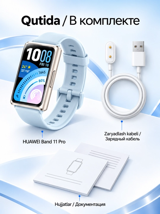 Фитнес-браслет HUAWEI Band 11 Pro, AMOLED 1.62", GPS/GNSS, 5 ATM, до 14 дней