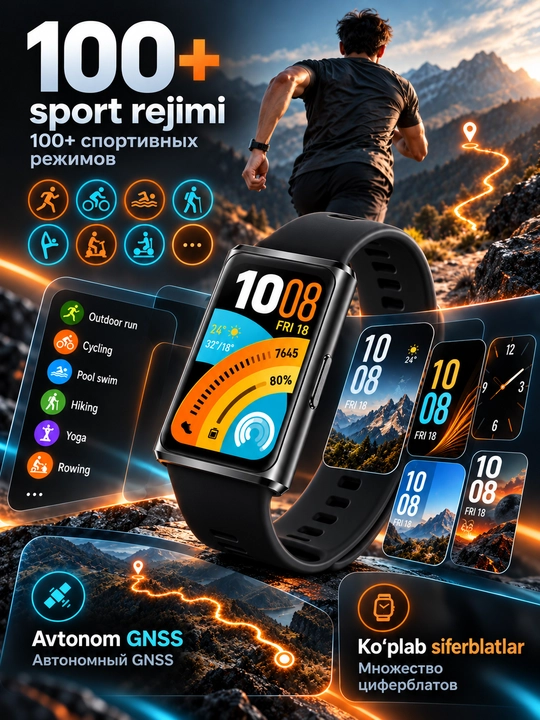 HUAWEI Band 11 Pro fitnes-bilaguzuk, AMOLED 1.62", GPS/GNSS, 5 ATM, 14 kungacha