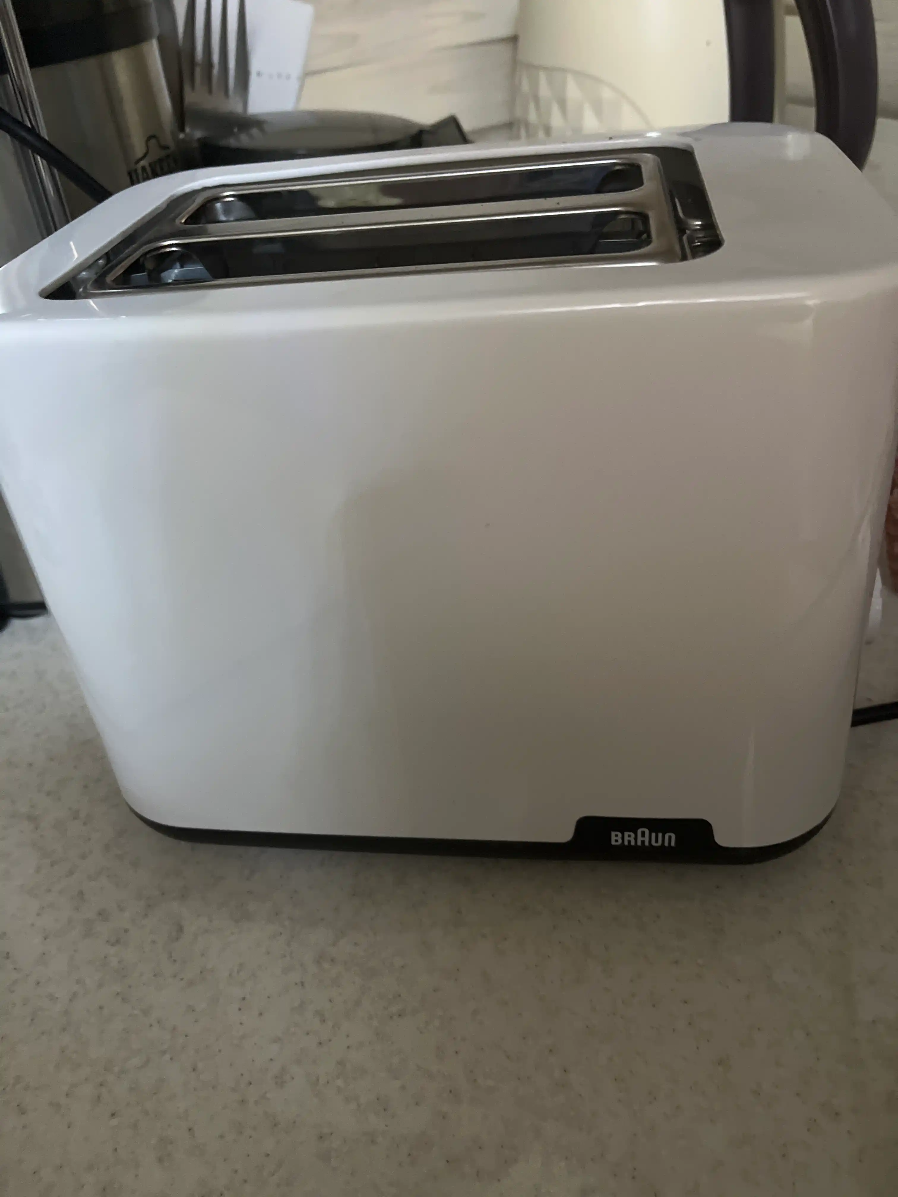 Braun Breakfast 1 HT1010WH toster, 900 Vt, 2 tost, 8 daraja, isitish va muzdan tushirish