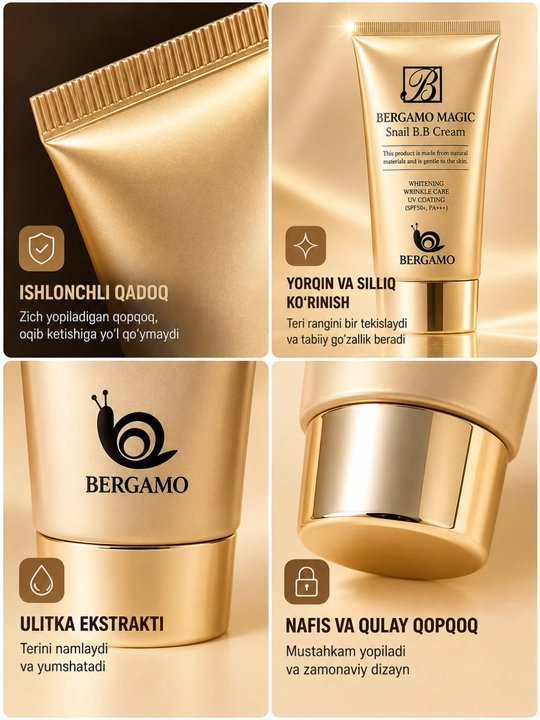 Quruq, normal va aralash teri uchun SPF 50 BB-kremi, ko‘p funksiyali oqartiruvchi krem