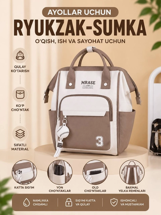 Ona-bola uchun ryukzak-sumka - 