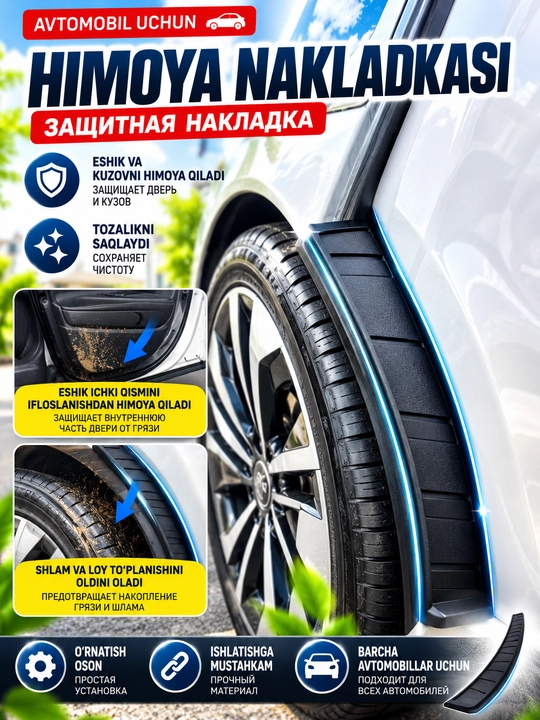 Avtomobil kuzovi uchun loy va axlat sachrashdan himoya qoplamasi - 