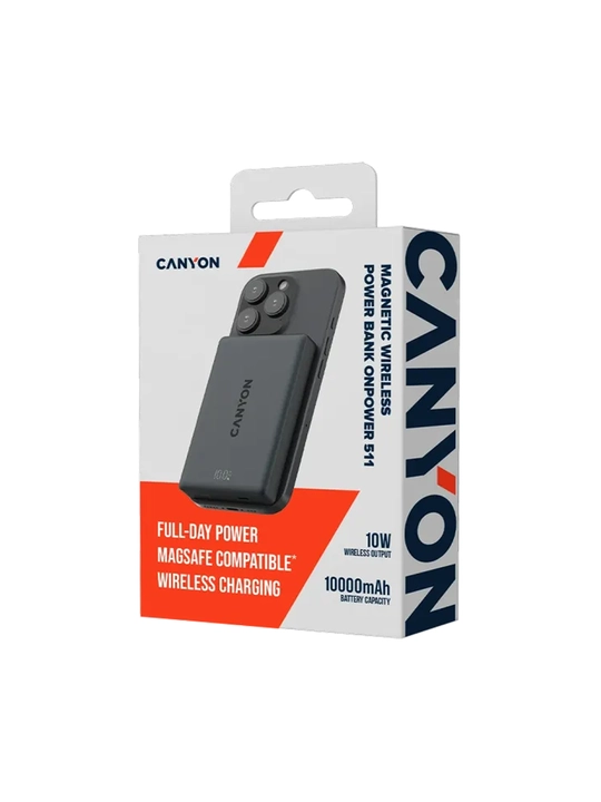 Внешний аккумулятор CANYON OnPower 511 PD20W, 10000 мАч, Magnetic Power Bank, USB-C