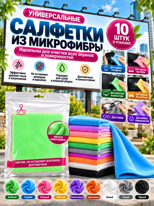 Салфетка из микрофибры, салфетка для экранов, ноутбуков, телефонов, очков, универсальная