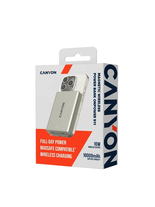 Внешний аккумулятор CANYON OnPower 511 PD20W, 10000 мАч, Magnetic Power Bank, USB-C