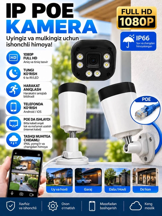 Tashqi 6MP Ultra HD IP-kamera,ovoz yozuvchi Mikrofonli/Hikvision NVR mos keluvchi - 