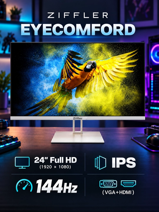 Monitor ZIFFLER EYECOMFORD  24" FLAT (VGA+HDMI) FHD IPS 144hz, 1 Yil Kafolat - 