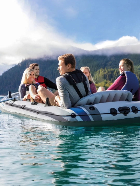 Intex 68325 "Excursion 5" shishiriladigan qayig‘i 366x168x43 sm, alyuminiy eshkaklar 137 sm, nasos 68614