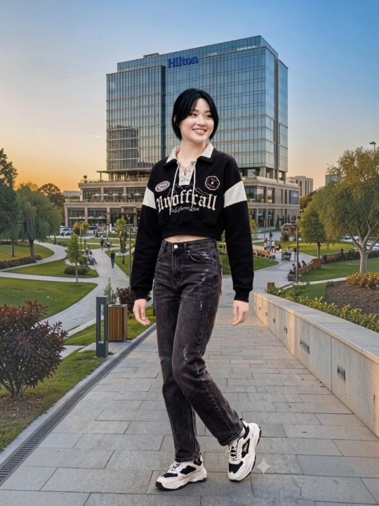 Sweatshirt, ayollar uchun kalta krop, yoqali