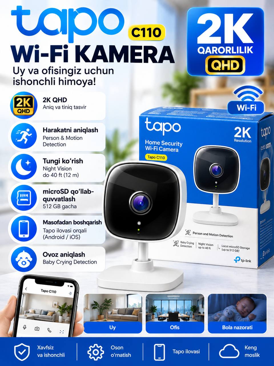 TP-Link Tapo H110 — Aqlli universal infraqizil (IR) pult va IoT-xab ( 93 dB sirena, USB-C) - 