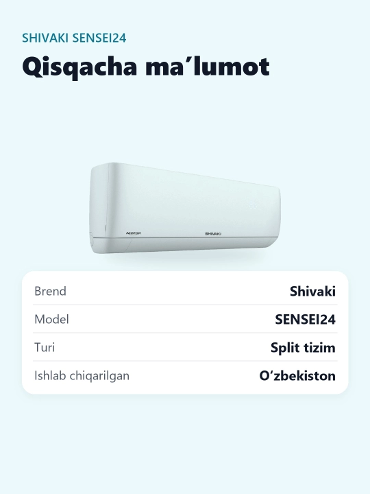 Konditsioner SHIVAKI SENSEI 24 INVERTER