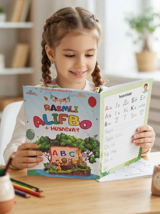 Bolalar uchun o‘quv qo‘llanma, alifbe, matematika va yozuv daftari - 