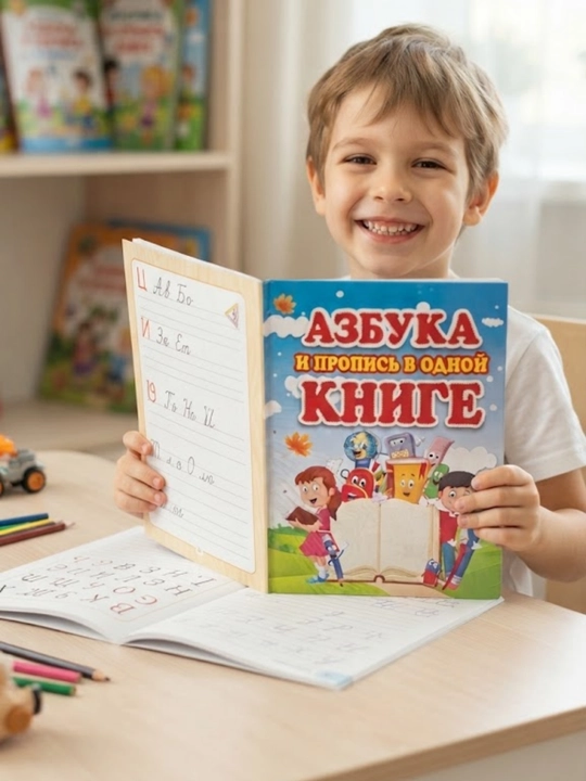 Учебное пособие для детей, азбука, математика и прописи