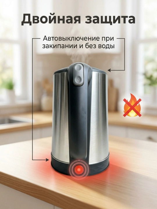 SOKANY elektr choynak 2.3L, 1800W zanglamaydigan po'lat, avtomatik o'chadi