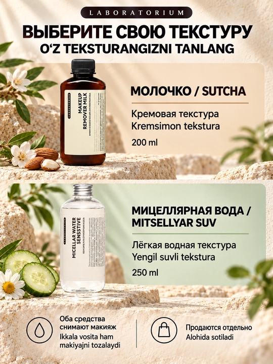Мицеллярная вода или молочко для снятия макияжа Laboratorium