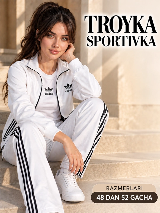 Troyka — ayollar uchun zamonaviy uchlik kostyum,xudi,futbolka va keng shim, kundalik kiyim - 