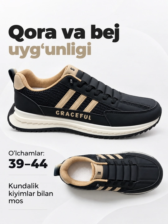 Erkaklar uchun kundalik krossovka, to‘rli yengil oyoq kiyim, 39–44 o‘lcham