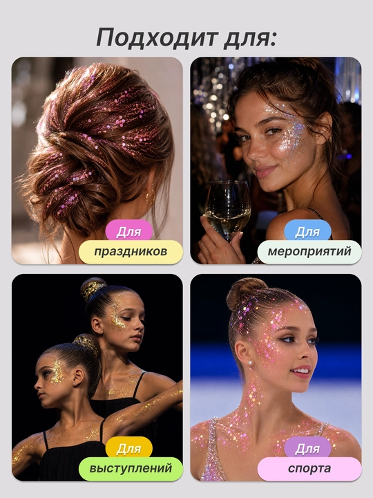 Профессиональный глиттер для лица, тела и волос