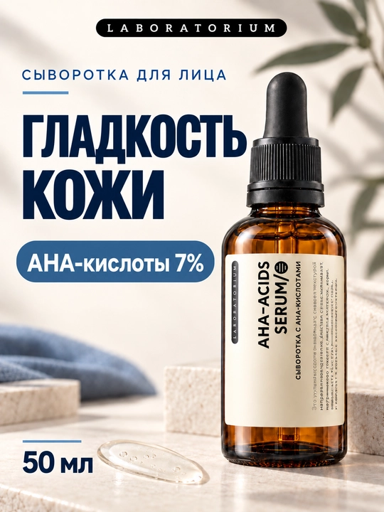 Сыворотка для лица Laboratorium: витамин C, AHA, салициловая, пептиды, сквалан, увлажнение - 