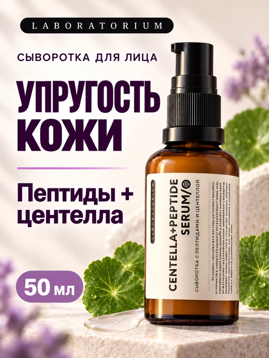 Сыворотка для лица Laboratorium: витамин C, AHA, салициловая, пептиды, сквалан, увлажнение - 