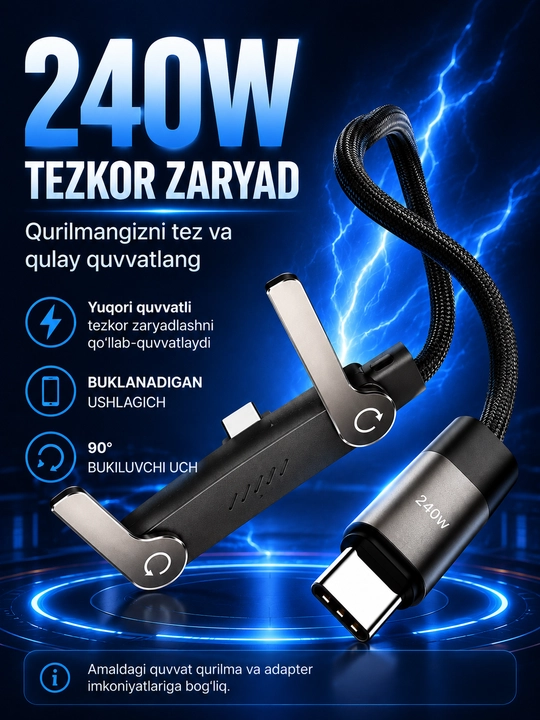 Кабель быстрой тел зарядки, зарядчик 220W