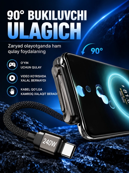 Кабель быстрой тел зарядки, зарядчик 220W