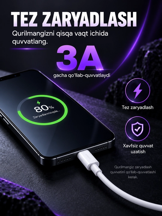 Кабель быстрой тел зарядки, зарядчик 220W