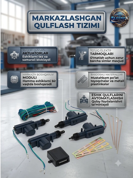 Avtomobil markaziy eshik qulfi tizimi King W-4, 4 ta eshik uchun aktuator to'plami, 12V