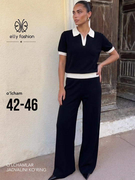 Ayollar uchun trikotaj dvoyka, ayollar kostyum, shim va kofta — ELLY FASHION - 