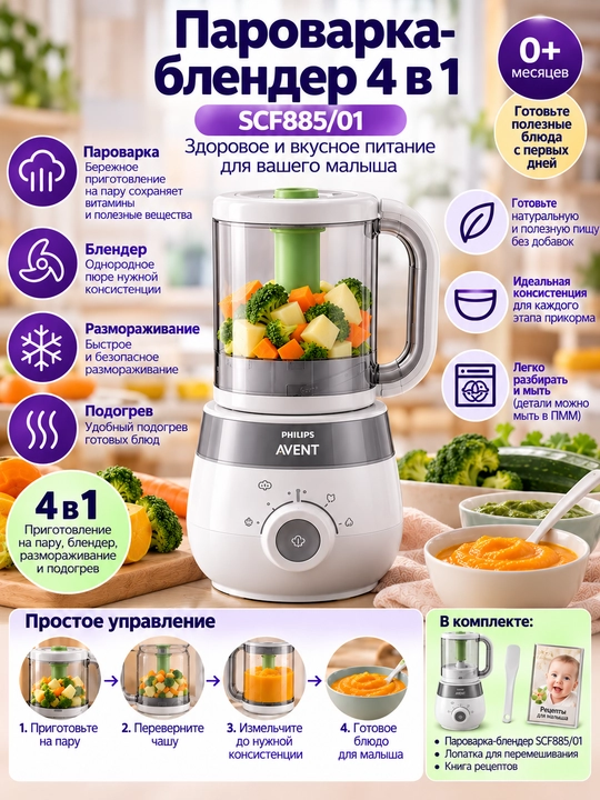 Пароварка-блендер 4-в-1 Philips Avent Premium - 