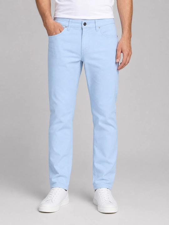 Erkaklar uchun jinsi shim, och ko‘k, toraytirilgan, Slim Fit, kundalik kiyish uchun