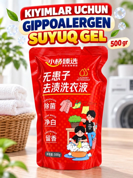 Suyuq gel ,Kir yuvish uchun Gippoalergen suyuq gel 500gr - 