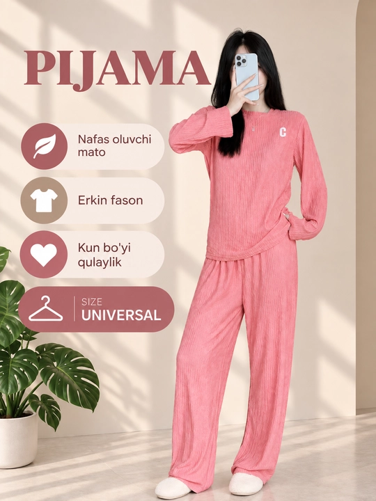 Pijama, ayollar uchun uzun yengli va uzun shimli pijama - 