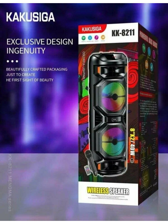 Bluetooth karnay Kakusiga KK-8211, mikrofon va pult bilan, RGB chiroqli