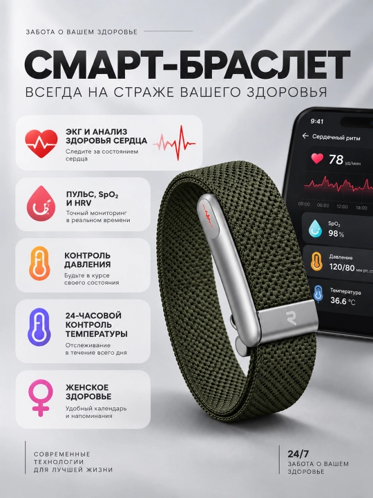 Смарт-браслет Smart Bracelet для фитнеса и мониторинга здоровья, Bluetooth 5.3, IP68