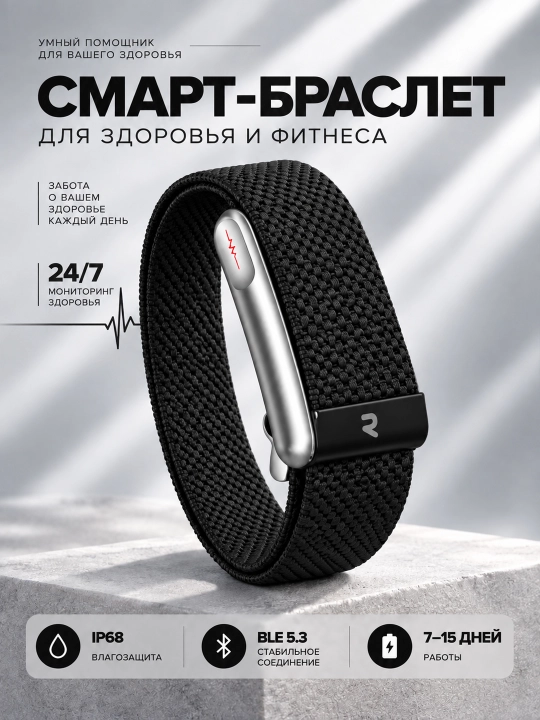 Aqlli bilaguzuk Smart Bracelet, fitnes va sog‘liq monitoringi, Bluetooth 5.3, IP68 - 