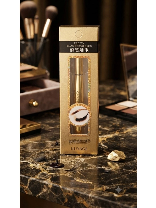 Водостойкая подводка-лайнер для глаз KUYAGE Pretty Glamorous Eyes, черная